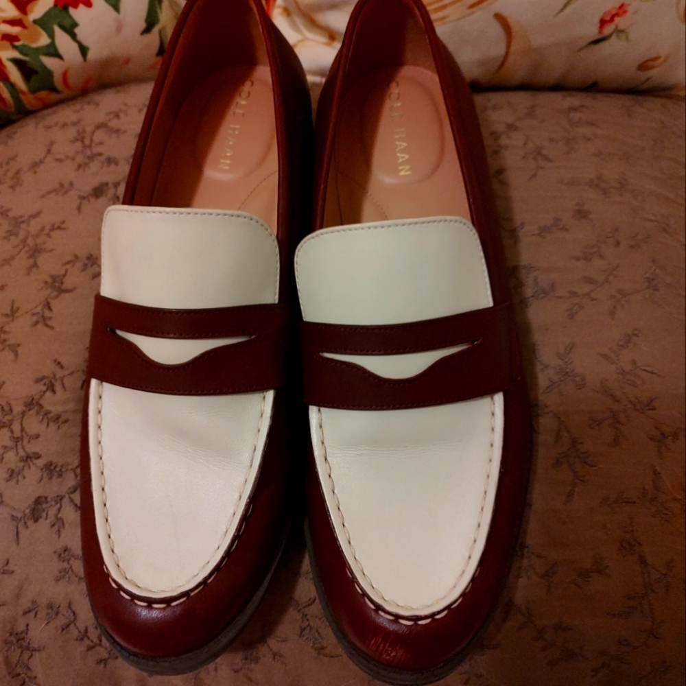 Cole Haan White and Maroon Loafers